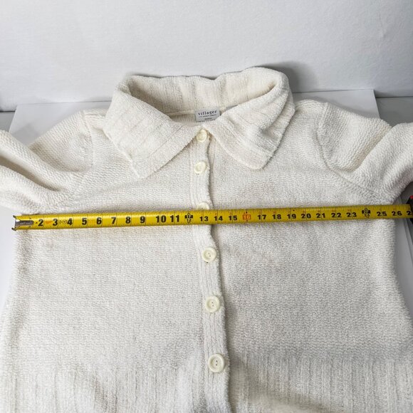 Vintage White Villager By Liz Claiborne Womens Button-Up Collar Cardigan Sweater - Picture 10 of 10